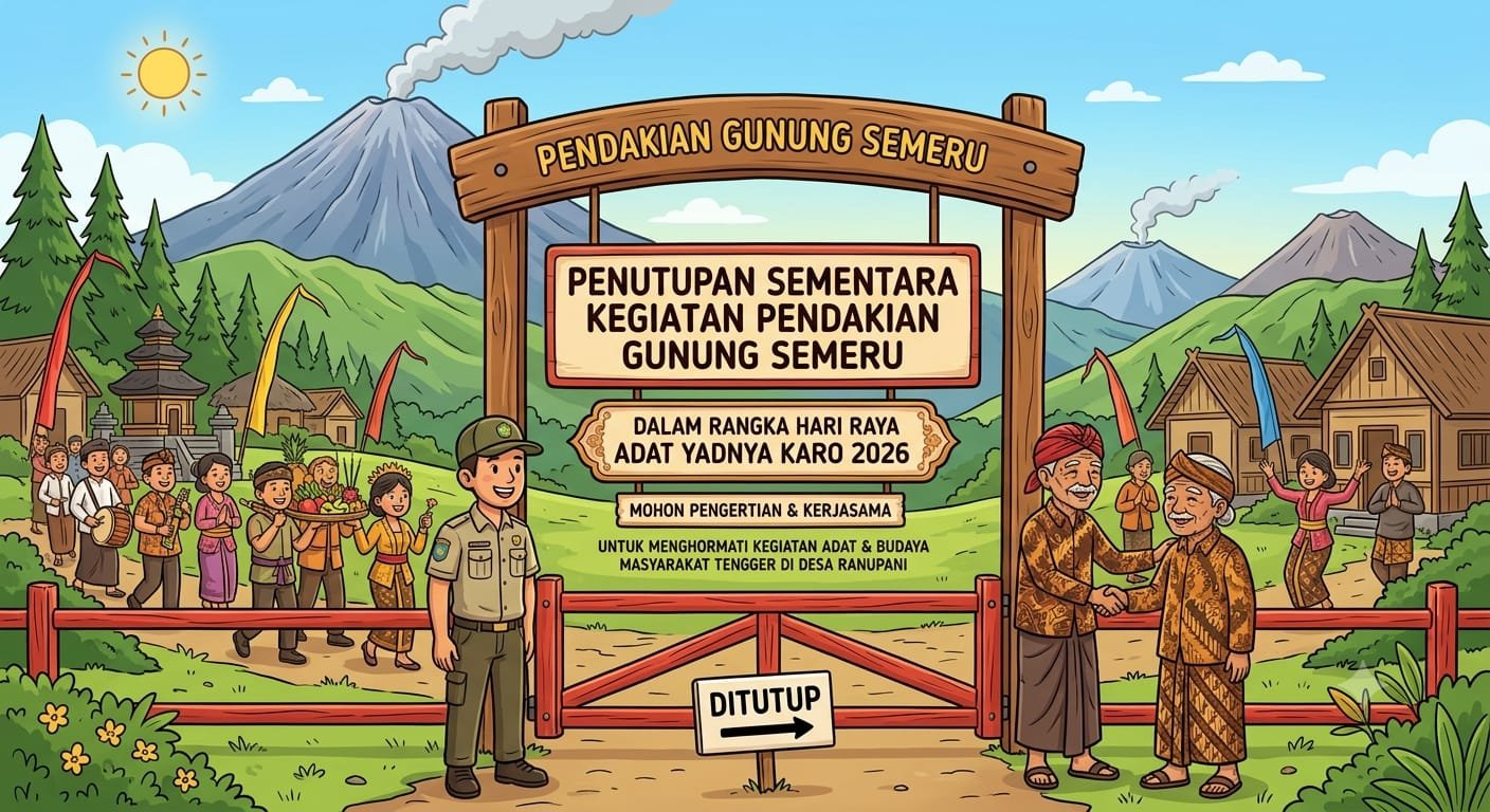 malang-post.com - Semeru Ditutup Mulai 7 Agustus: Hormati Hari Raya Karo Warga Tengger