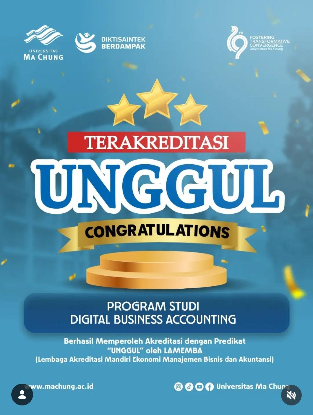 malang-post.com - Dies Natalis ke-19, Universitas Ma Chung Raih Kado Manis lewat Akreditasi Unggul Prodi Digital Business Accounting